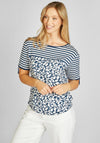Rabe Stripe & Petal Print T-Shirt, Navy & White