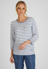 Rabe Striped Fine Knit Sweater, White & Blue