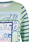 Rabe Striped Graphic Print T-Shirt, Pistachio Multi