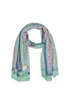Rabe Floral & Stripe Scarf, Pistachio Green Multi