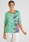 Rabe Striped & Floral Print T-Shirt, Green Multi