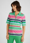 Rabe Striped Polo Shirt, Emerald & Pink Multi