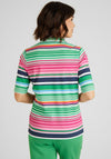 Rabe Striped Polo Shirt, Emerald & Pink Multi