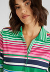 Rabe Striped Polo Shirt, Emerald & Pink Multi