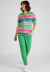 Rabe Striped Polo Shirt, Emerald & Pink Multi