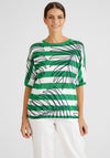 Rabe Leaf Outline Striped Sweater, Green & White