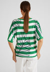 Rabe Leaf Outline Striped Sweater, Green & White