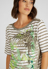 Rabe Palm Tree Striped T-Shirt, Khaki Multi