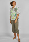 Rabe Palm Tree Striped Polo Shirt, Khaki Multi