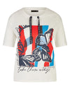 Rabe Drawstring Collar Graphic Top, White Multi