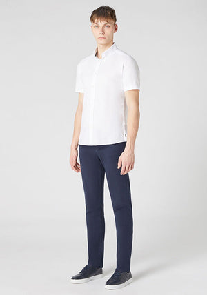 Remus Uomo Ashton Linen Blend Short Sleeve Shirt, White