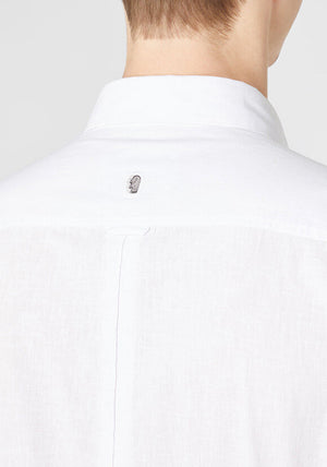 Remus Uomo Ashton Linen Blend Short Sleeve Shirt, White