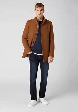 Remus Uomo Jonah Wool-Blend Tailored Coat, Tan