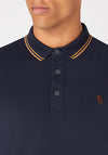 Remus Uomo Long Sleeve Pique Polo Shirt, Navy
