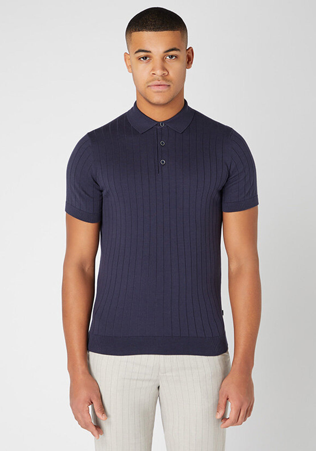Remus Uomo Slim Fit Fine Knit Polo, Navy