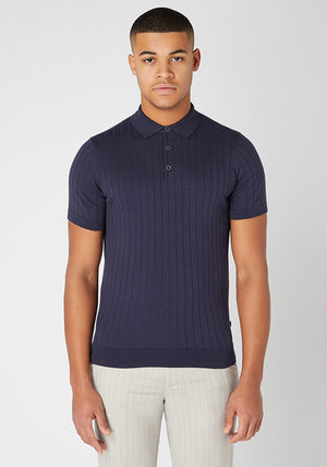 Remus Uomo Slim Fit Fine Knit Polo, Navy