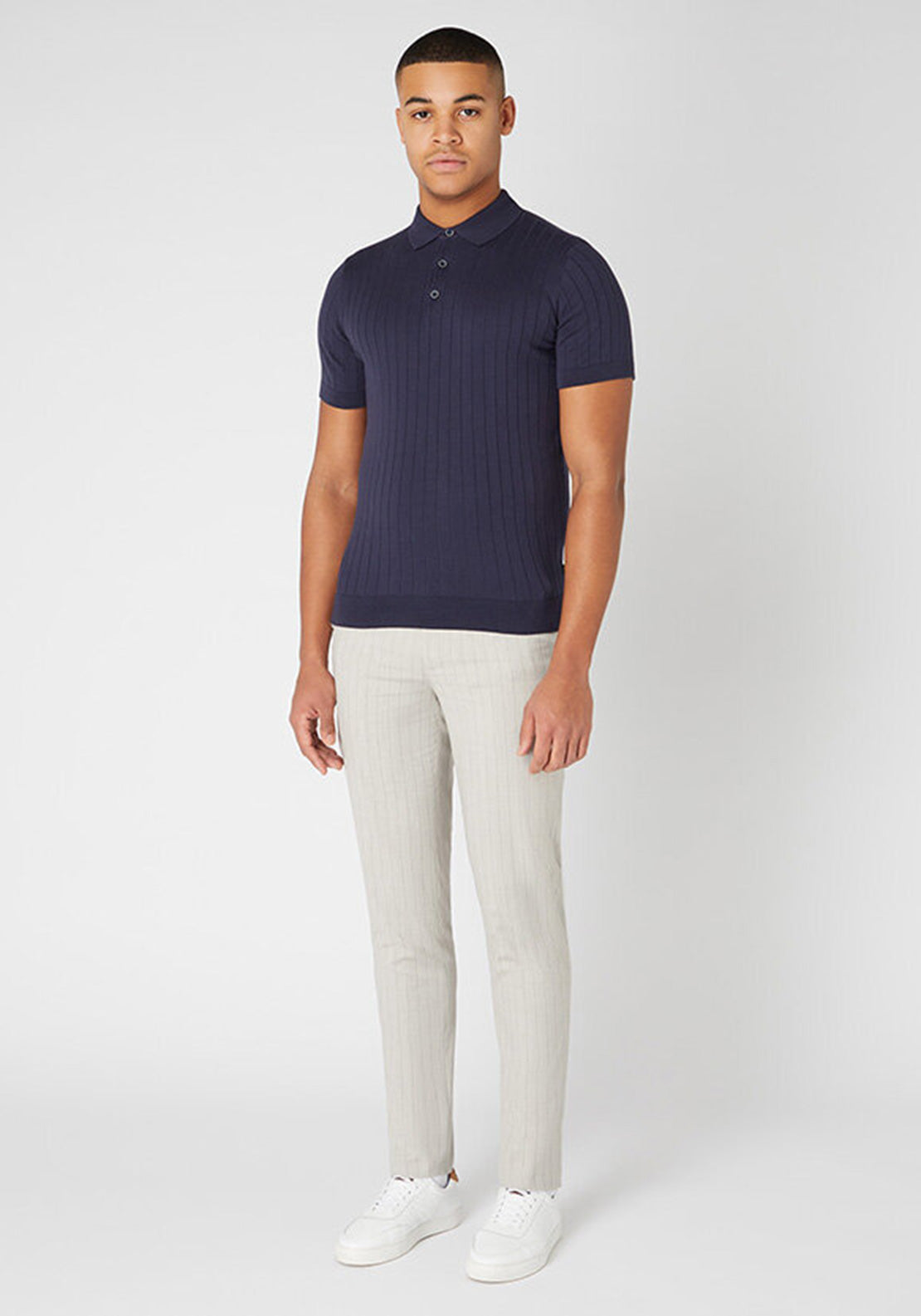 Remus Uomo Slim Fit Fine Knit Polo, Navy
