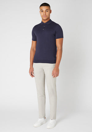 Remus Uomo Slim Fit Fine Knit Polo, Navy