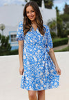 Rant & Rave Amanda Floral Wrap Mini Dress, Blue