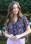 Rant & Rave Fern Floral Top, Navy