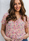 Rant & Rave Fern Floral Top, Pink