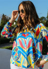 Rant & Rave Dot Retro Print Shirt, Blue Multi