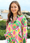 Rant & Rave Dot Retro Print Shirt, Green & Pink Multi