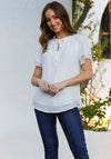 Rant & Rave Francesca Embroidered Polka Dot Top, Optic White