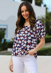 Rant & Rave Harley Floral Print Top, Navy Multi