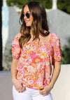 Rant & Rave Harley Retro Print Top, Pink Multi