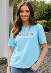 Rant & Rave Lauren Embroidered T-Shirt, Sky Blue
