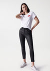 Salsa Glamour Push In Cropped Slim Jeans, Coated Black