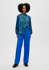 Selected Femme Rita Mid Waist Trousers, Princess Blue