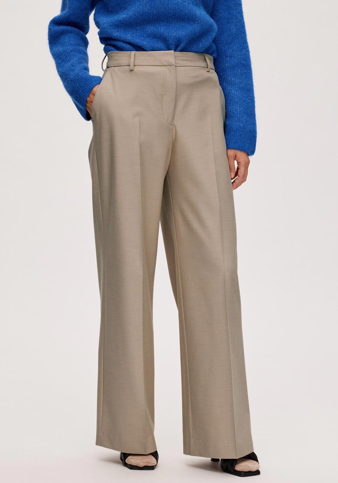 Selected Femme Eliana Wide Leg Trousers, Nomad
