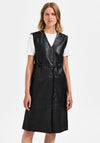 Selected Femme Evelin Leather Midi Dress, Black