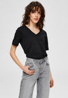 Selected Femme Standard V Neck T-Shirt, Black