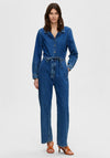 Selected Femme Stefanie Denim Jumpsuit, Medium Blue