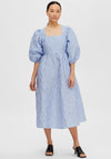 Selected Femme Margot Organza Midi Dress, Blue Heron
