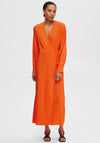 Selected Femme Abienne Satin Wrap Maxi Dress, Orangeade