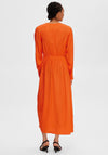 Selected Femme Abienne Satin Wrap Maxi Dress, Orangeade