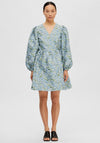 Selected Femme Aliana Floral Wrap Dress, Blue Heron