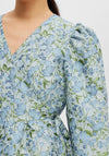 Selected Femme Aliana Floral Wrap Dress, Blue Heron
