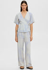 Selected Femme Valencia Stripe Wrap Top, Blue Heron