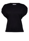 Selected Femme Gathered Shoulder T-Shirt, Black