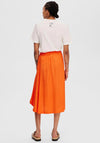 Selected Femme Abienne Satin Midi Skirt, Orangeade