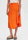Selected Femme Abienne Satin Midi Skirt, Orangeade