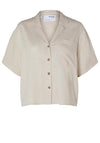 Selected Femme Eloisa Crop Linen Blend Shirt, Sandshell