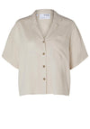 Selected Femme Eloisa Crop Linen Blend Shirt, Sandshell