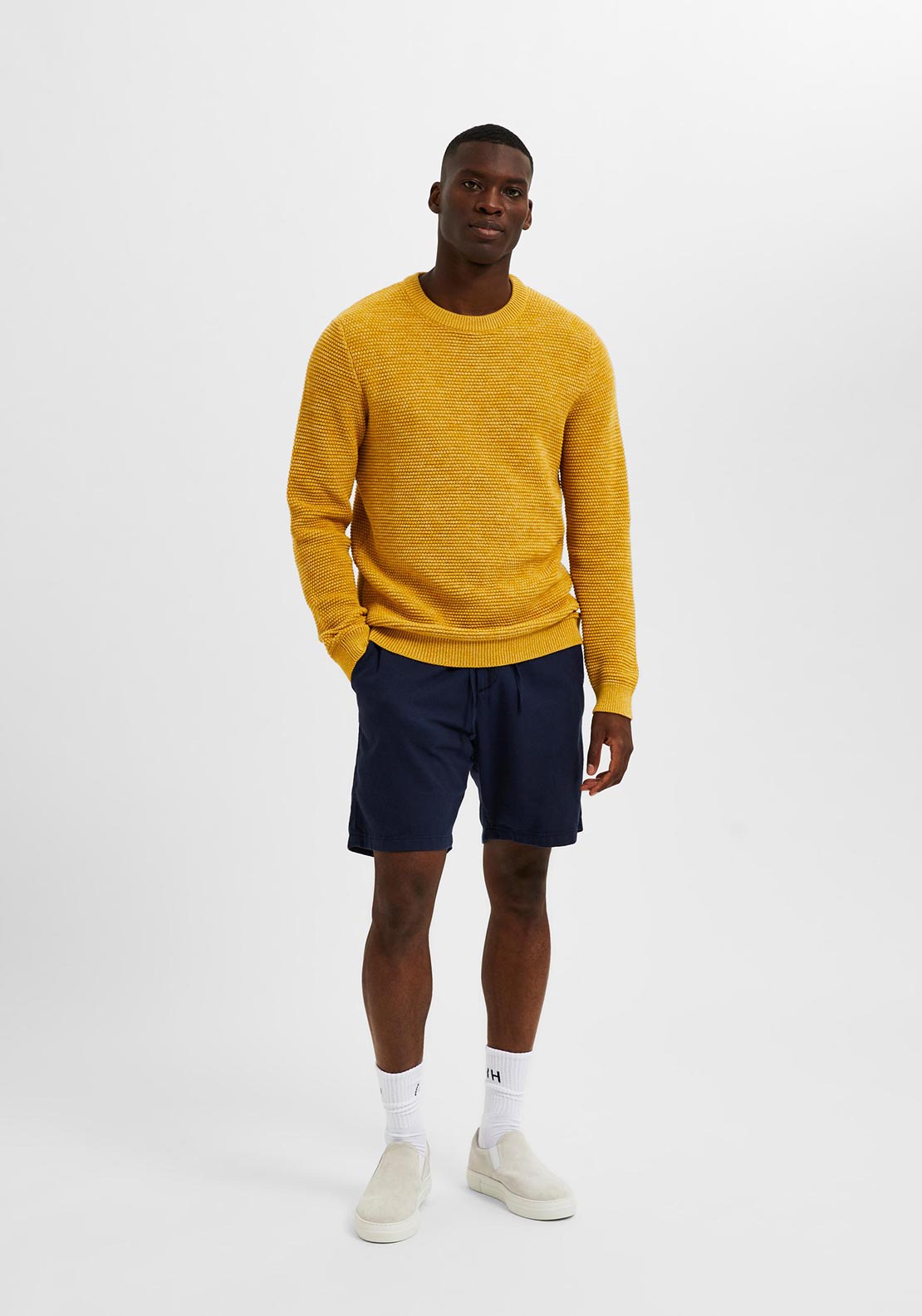 Selected Homme Vince Round Neck Jumper, Honey Twist