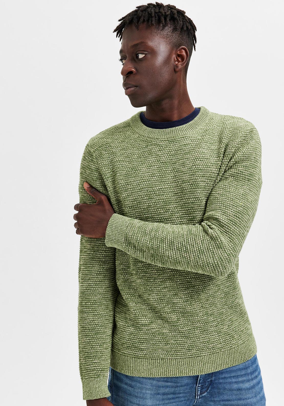 Selected Homme Vince Round Neck Jumper, Vineyard Green